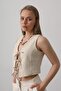 Shilsee Women Beige Front Tie Lined Vest - 2