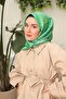 وشاح حريري منقوش باللون الأخضر IST 11433 - 23 - 3