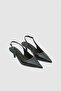 Ankle Black Leather Studded Pointed Toe Women's Boots Heeled Shoes - 3