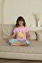 Mother Daughter Short Sleeve Crew Neck Printed Lemon Pink Pajamas Set - 3