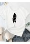 Unisex Feather Printed Design T-shirt