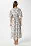 Women's Katy Blue Floral Elastic Waist Slit Viscose Summer Dress - 6