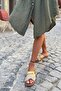 Beige-Gold Soft Sole Banded Useful Daily Comfortable Slippers