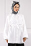 Ecru Balloon Sleeve Belted Shirt