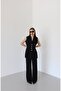 Women's Waist Fitted Gold Button Detailed Lined Vest Set - 5