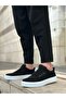 Lace-Up Men's Sneakers Black Suede (White Sole)