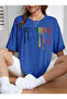 Unisex Iceberg Printed Relaxed Cut Sax-Blue T-Shirt