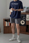 Unisex Los Angeles Printed Relaxed Cut Navy Blue T-Shirt - 3