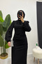 Scuba Seçil Detailed Hijab Black Dress - 4