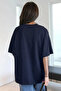 Unisex Iceberg Printed Relaxed Cut Navy Blue T-Shirt - 4