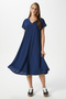 Women's Luisa Navy Blue Midi Length Bell-Cut Viscose Dress - 7