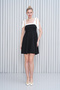 Stripe Detail Strapless Tie-Back Design Black Flared Mini Evening Dress - 6
