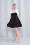 Stripe Detail Strapless Tie-Back Design Black Flared Mini Evening Dress