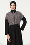 Tesmay 4 Pieces Black Patterned Hijab Swimsuit Sportswoman Lycra with Bustier, Including Cap, Full Covered Swimsuit - 4