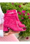 Smile Fuchia Suede 5 cm Heel Summer Boots Sandals - 6