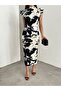 Batik Pattern Dress with Padded Shoulders Colorful - 5