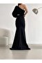 One Sleeve Deep Slit Crepe Evening Gown Evening Dress - 3