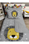 Quilted Gray Lion 4-Piece (100% Cotton 100X200 with Elastic Sheets) Single Bedspread Set