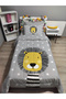 Quilted Gray Lion 4-Piece (100% Cotton 100X200 with Elastic Sheets) Single Bedspread Set - 2
