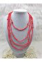 Red Pomegranate Flower Beaded Wrap Around Long Necklace Bohemian Necklace