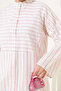 Asymmetrical Striped Long Linen Shirt Pink - 4