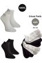 4Pair Black White Solid Color Cotton Men Booties Socks Ankle Length Short Sock