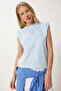 Padded Cotton Knitted T-Shirt Sky Blue Lub0109
