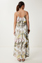Patterned Straps Comfortable Viscose Dress White Khaki Lrg0018 - 6