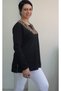 Black Leopard Print Long-Sleeved Combed Viscose T-Shirt - 2