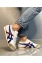Comfortable Casual Lace-Up Sports Sneaker White Blue Red - 5