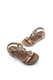 Stone and Bead Weave Detailed Elastic Wedge Sole Beige Women's Sandals - 3