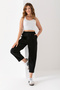 Women's Black Modal Balloon Model Lycra Trousers Soft Texture Elastic Waist Drawstring Ankle Trousers - 2