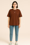 Women's Basic Oversize Modal Fabric T-Shirt Silky Soft Vibrant Color Wide Fit - 2