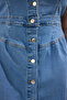 Açık Mavi Ceket Yaka A-line Comfort/Orta Esnek Denim Büyük Beden Elbise TBBSS25AH00118 - 3