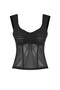 Black V-Neck Frilly Tulle Knitted Stylish Blouse Tprss25Bz00039