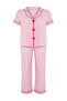 Pink Heart Piped Viscose Woven Pajama Set TBBSS25AI00082 - 6