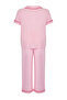 Pink Heart Piped Viscose Woven Pajama Set TBBSS25AI00082 - 7