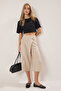 Bej Keten Görünümlü Culotte Pantolon TWOSS25PL00079