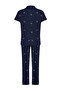 Navy Blue Galaxy Patterned Knitted Pajamas Set Thmss25Pt00380 - 6