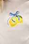 Ekru Limon Baskılı Fitted/Vücuda Oturan Örme T-shirt TWOSS25TS00108 - 3