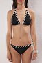 Siyah Kuşgözü Detaylı Üçgen Kaplı Regular Normal Bel Bikini Takımı TBESS25BT00045 - 3