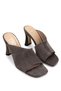 Women's Genuine Leather Taupe Suede Heeled Slippers - 3