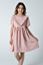 Ruffle Detailed Wrapped Fabric Girl's Short Sleeve Dress / with Different Color Options