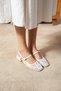 Dennys Lace Fabric Detailed White Women's Evening Dress Heeled Shoes - 4