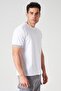 Men's White Crew Neck Sleeve Collar Stripe Kagi Fabric T-Shirt - 2