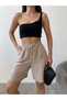 Visco Linen Shorts with Elastic Waist and Side Pockets - 3