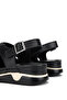 Women's Genuine Leather Black Leather Heeled Sandals - 6