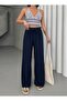 Women's Elastic Waist Wrapped Palazzo Trousers - 3