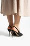 Black Snake Patterned Women's Stiletto – 9cm Heel, Stylish Vegan Leather, Comfort Heeled Shoes with Memory Pad - 4