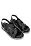 Women's Genuine Leather Black Leather Heeled Sandals - 3
